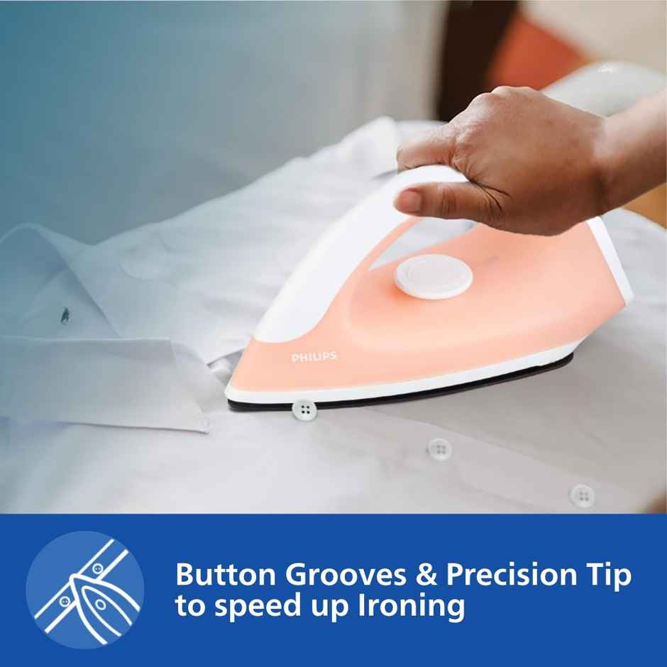 Philips Appliance Classic Gc097/50 Dry Iron - 750 W | 180 Degree Swivel Cord - Peach Colour