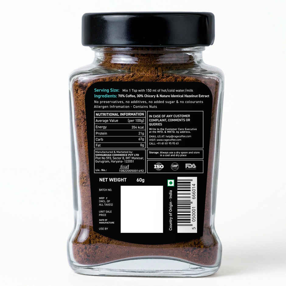Rage Coffee Silk Blend Creamy Hazelnut Instant Coffee