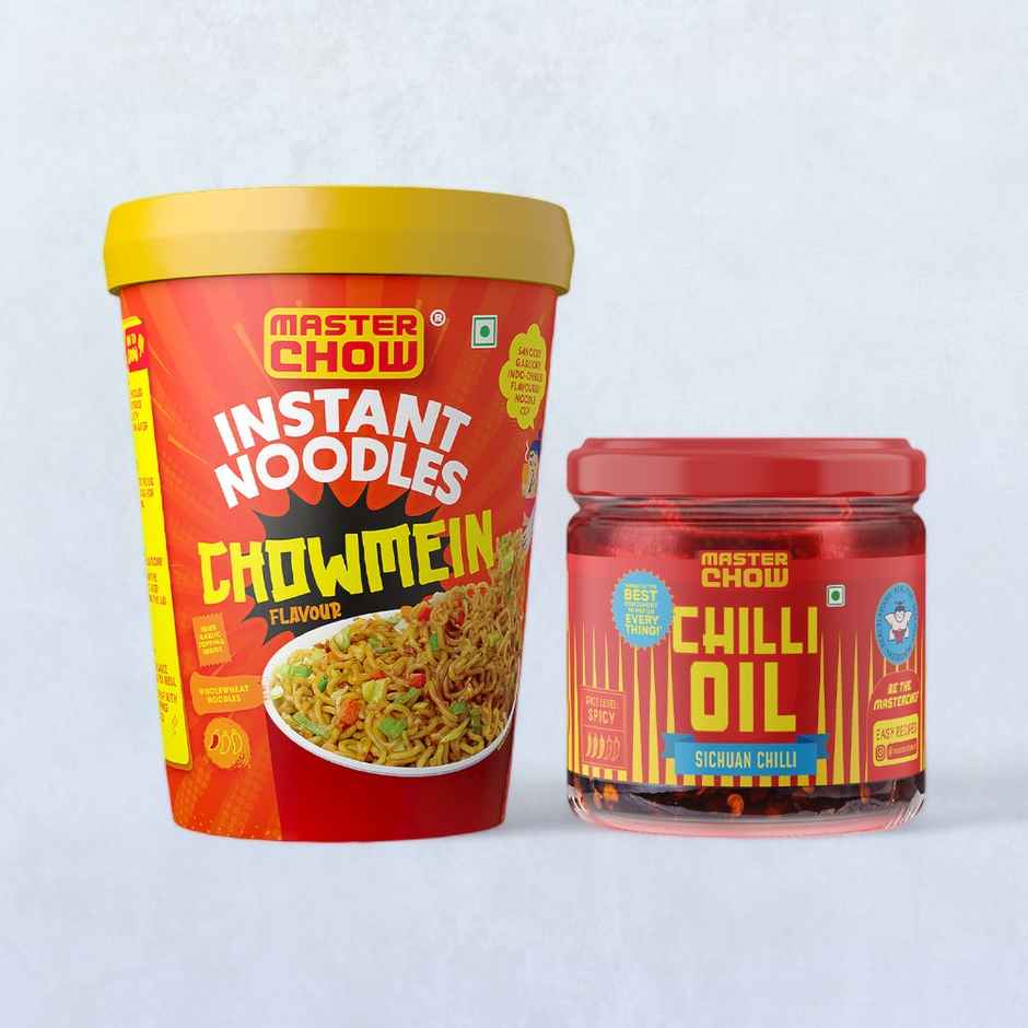 Masterchow Instant Cup Noodles - Chowmein Flavour(100gms) & Masterchow Spicy Sichuan Chilli Oil(170gms) Combo