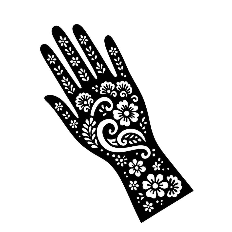 Mehendi Stencil | Peacock Feather Floral | Easy Apply | Se7en