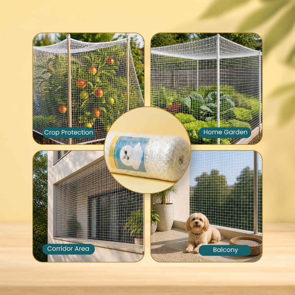 Nurturing Green Anti Bird Net | White Mesh Pigeon Net | Protection for Home, Balcony - 8 x 10 ft