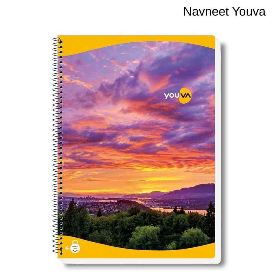 Navneet Youva Spiral Bound Unruled Notebook (400 Pages, A4 Size 21 cm x 29.7 cm, Colour May Vary)