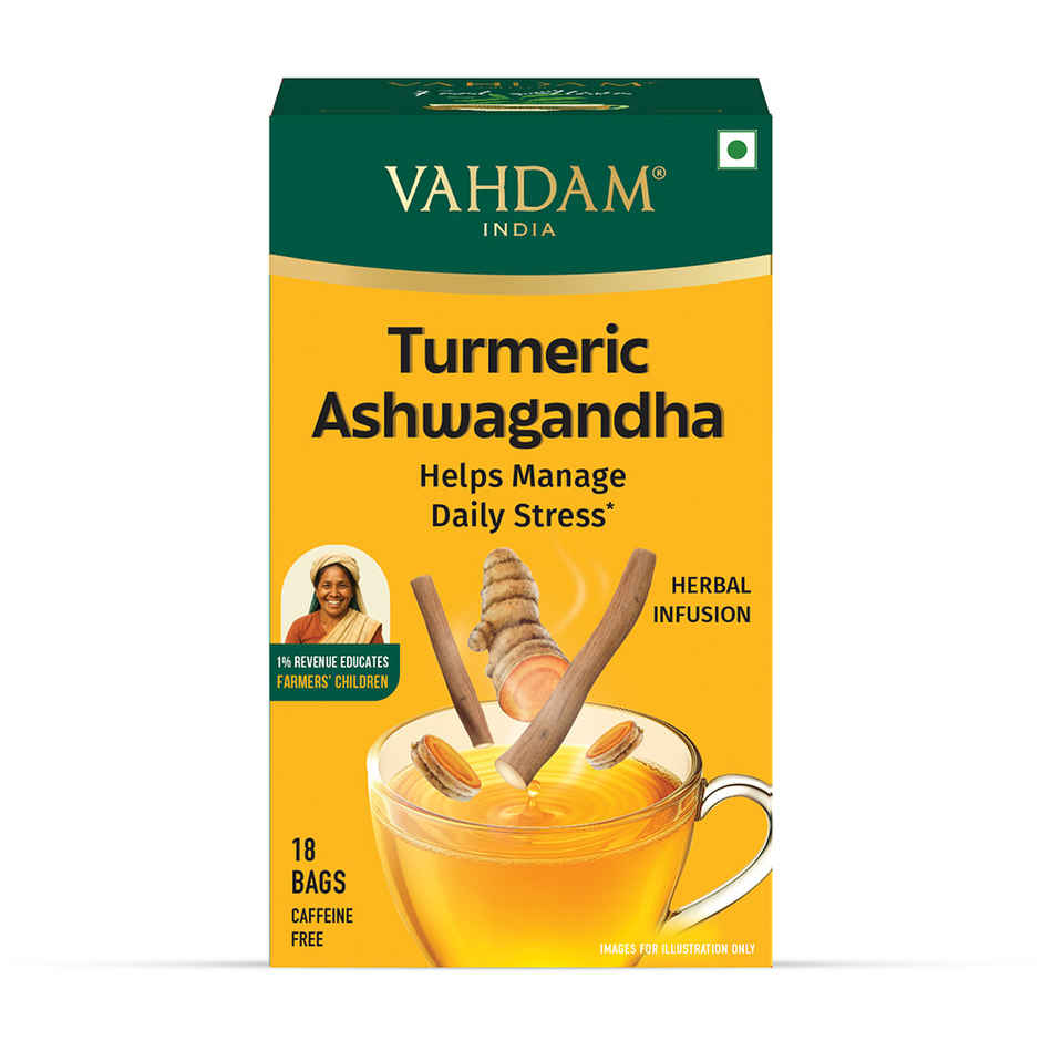 Vahdam Turmeric Ashwagandha for Stress Relief | Herbal Infusion