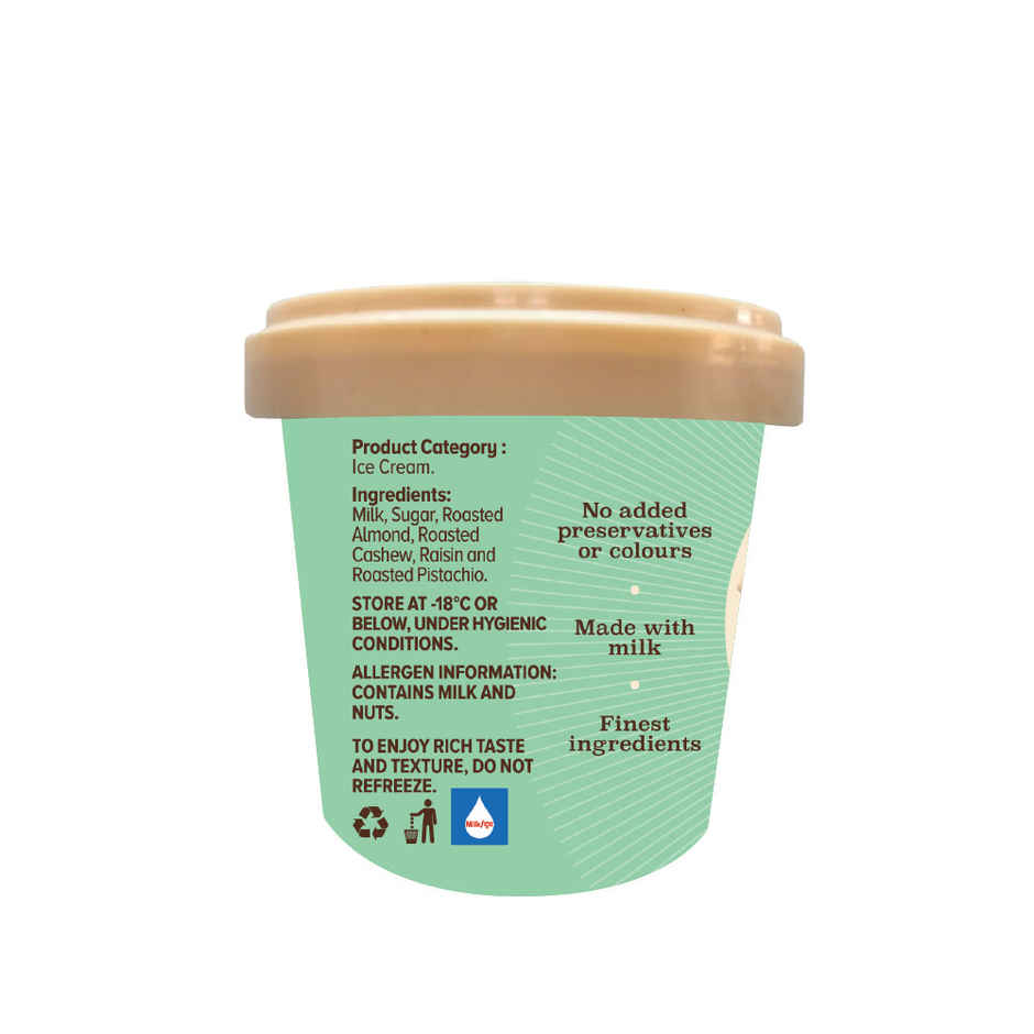 NIC Dry Fruit Overload Ice Cream Tub | Preservative Free | No Artificial Flavors