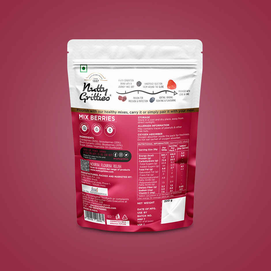 Nutty Gritties Premium Mix Berries - 4 In 1 Fibre-Rich Snack