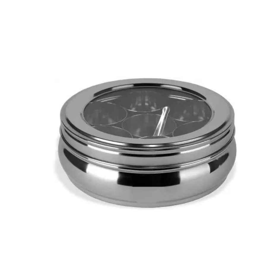 Mumma s Life Stainless Steel Masala Box Spice Organiser With 7 Bowl and 1 Small Spoon Masala Dani