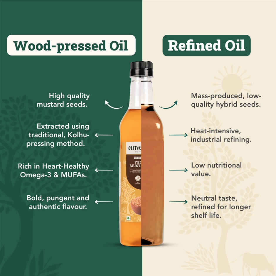 Anveshan Yellow Mustard (Sarson) Wood Cold Pressed Oil