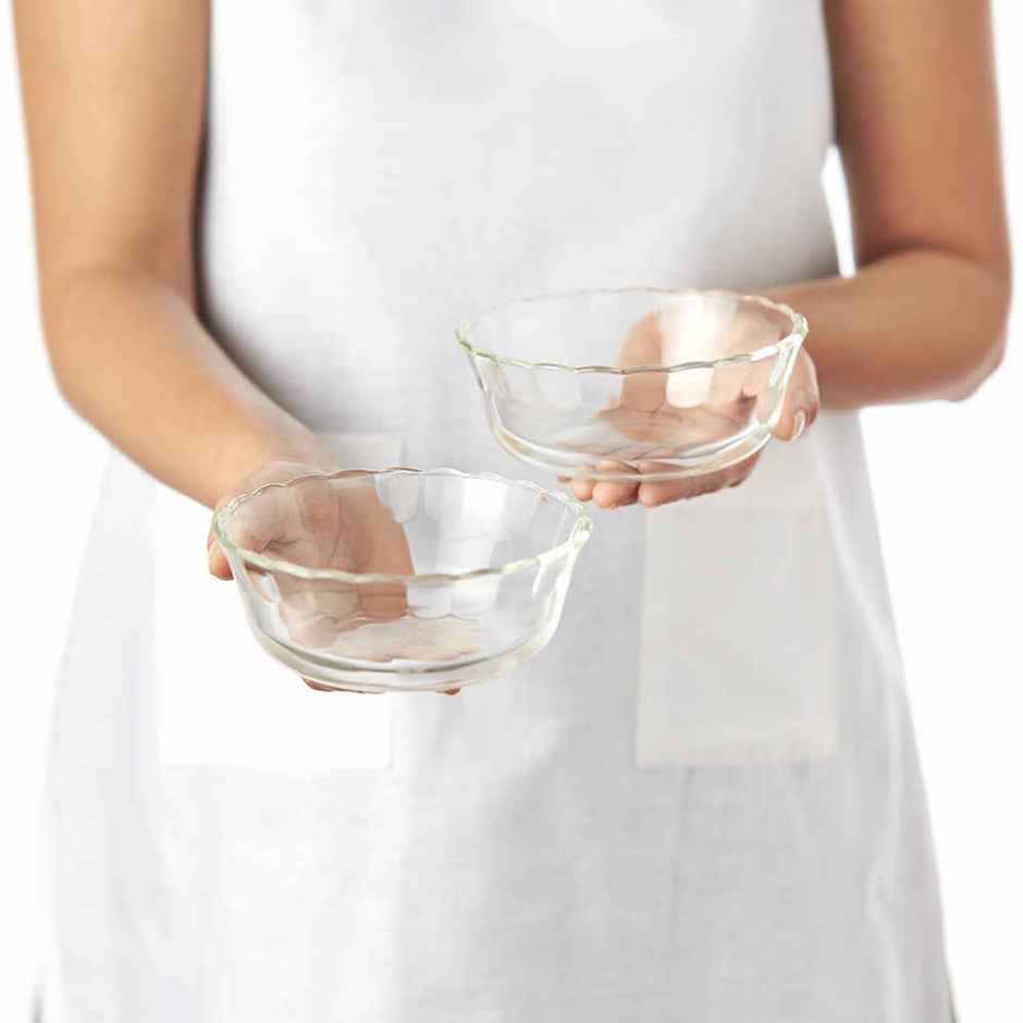 Borosil Designer Glass Serving Bowls, Microwave & Oven Safe - 4 x 430 ml