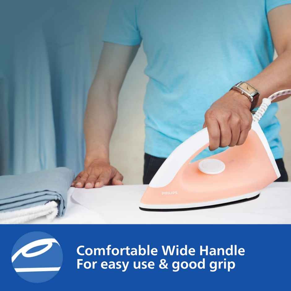 Philips Appliance Classic Gc097/50 Dry Iron - 750 W | 180 Degree Swivel Cord - Peach Colour