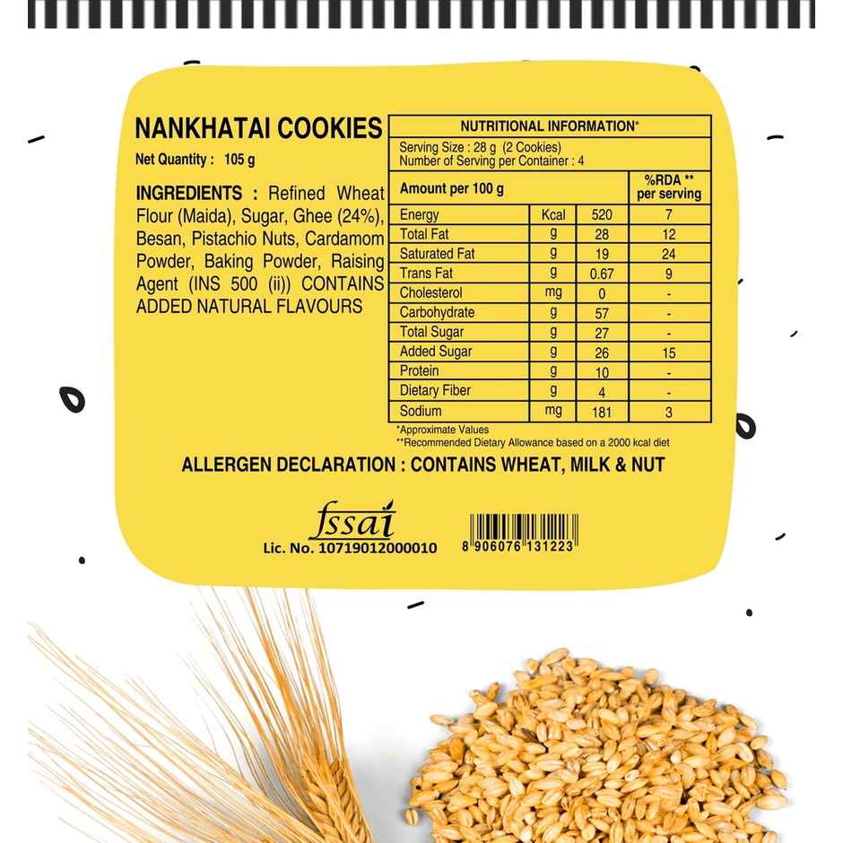 The Baker's Dozen Nankhatai Cookies | Handmade Cookies Made with Pure Ghee | Adorned with Pistachios