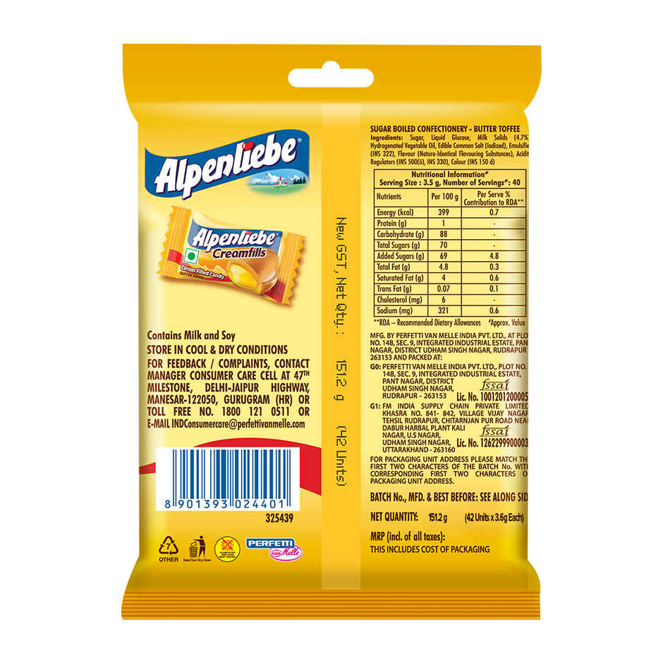 Alpenliebe Creamfills Butter Toffee Pouch