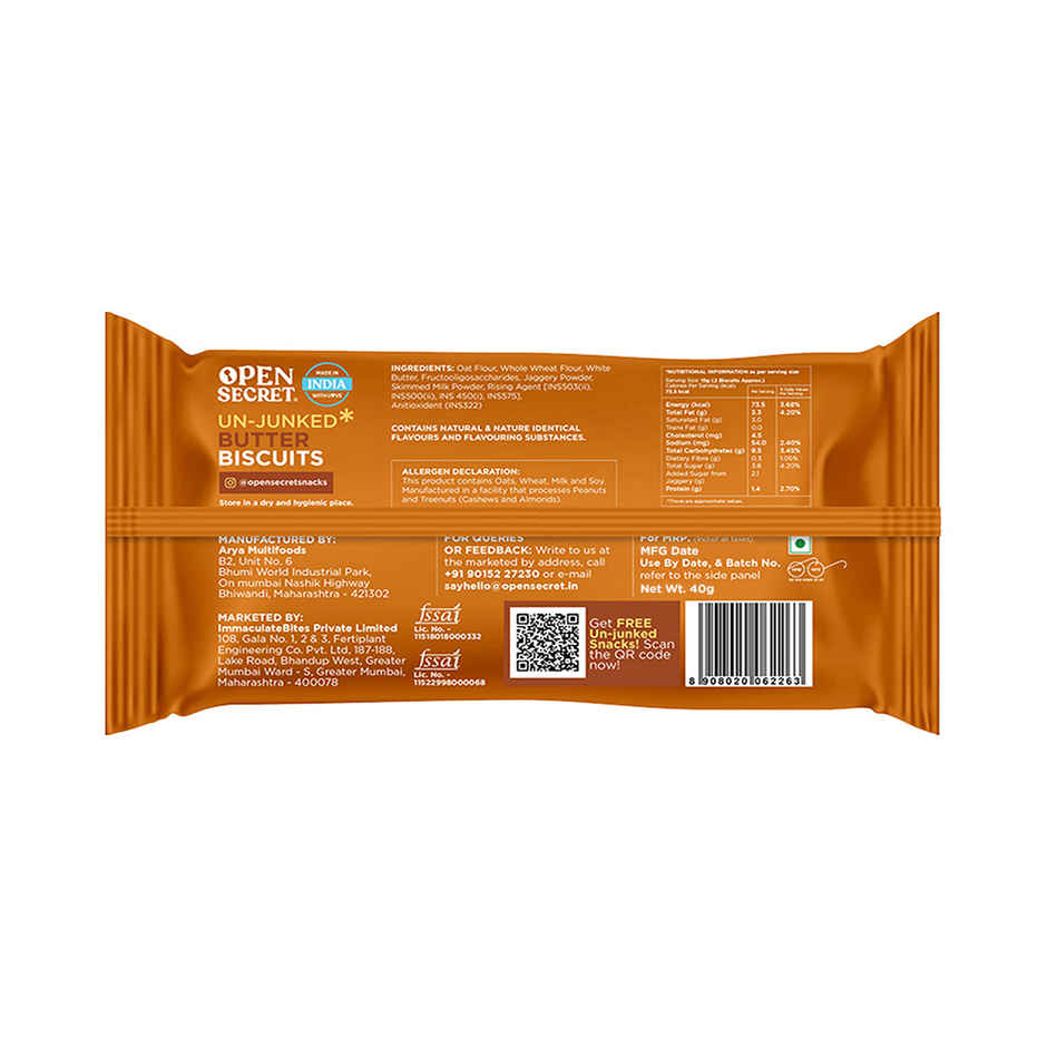 Open Secret Zero Maida Butter Millet Biscuit | Healthy Snacks with Zero Refined Sugar & No Palm Oil