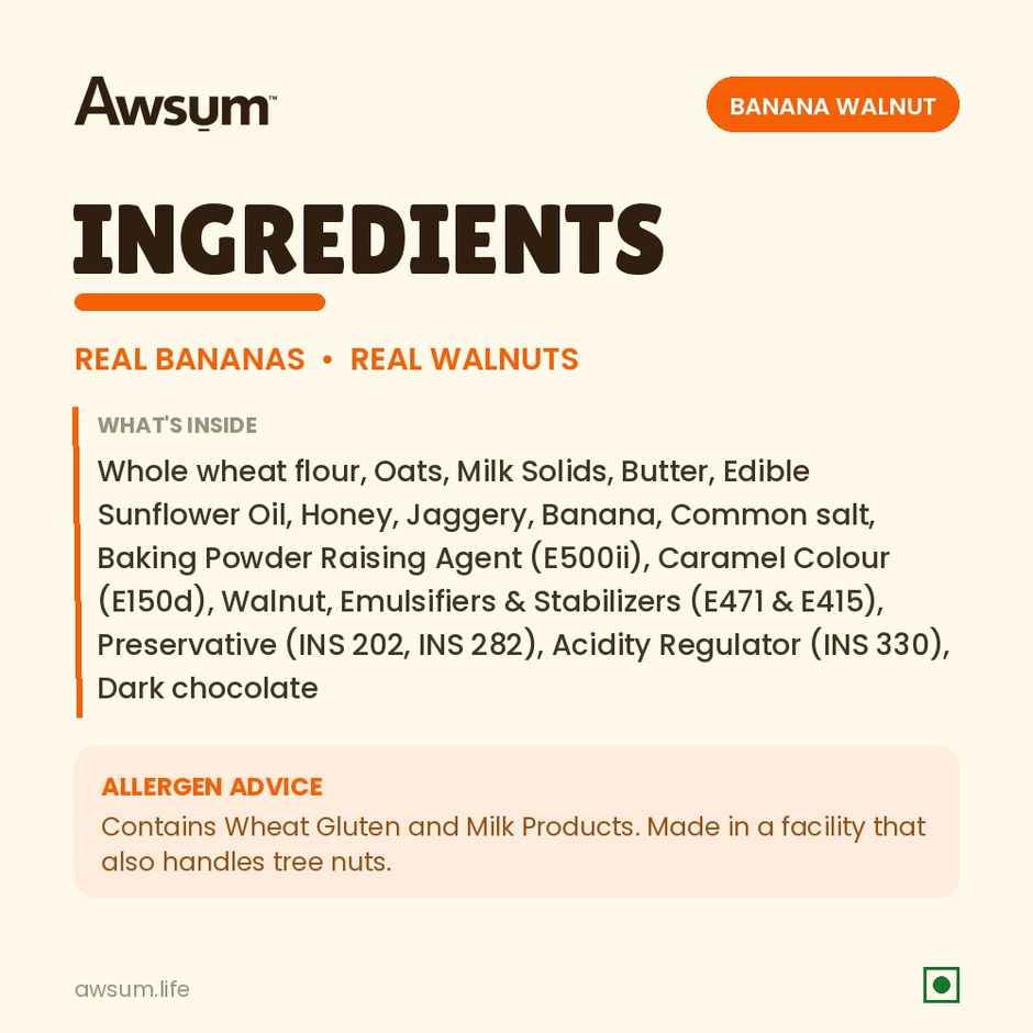 Awsum Better Bakes Banana Chocolate Eggless Cake | Bakery Delight
