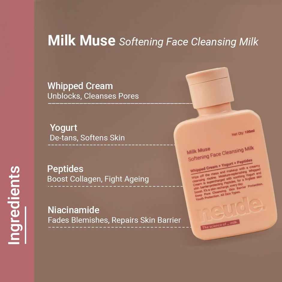 Neude Peptide Face Cleansing Milk With Whipped Cream & Yogurt For Deep Pore Cleansing 100 Ml