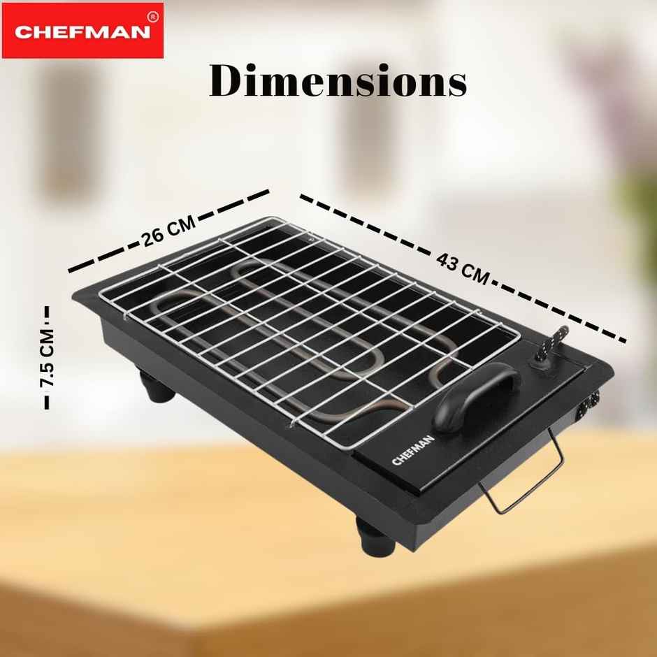 Chefman 2-in-1 Barbeque Grill | 2000W Electric & Charcoal Grill with 4 Skewers & 1 Grill