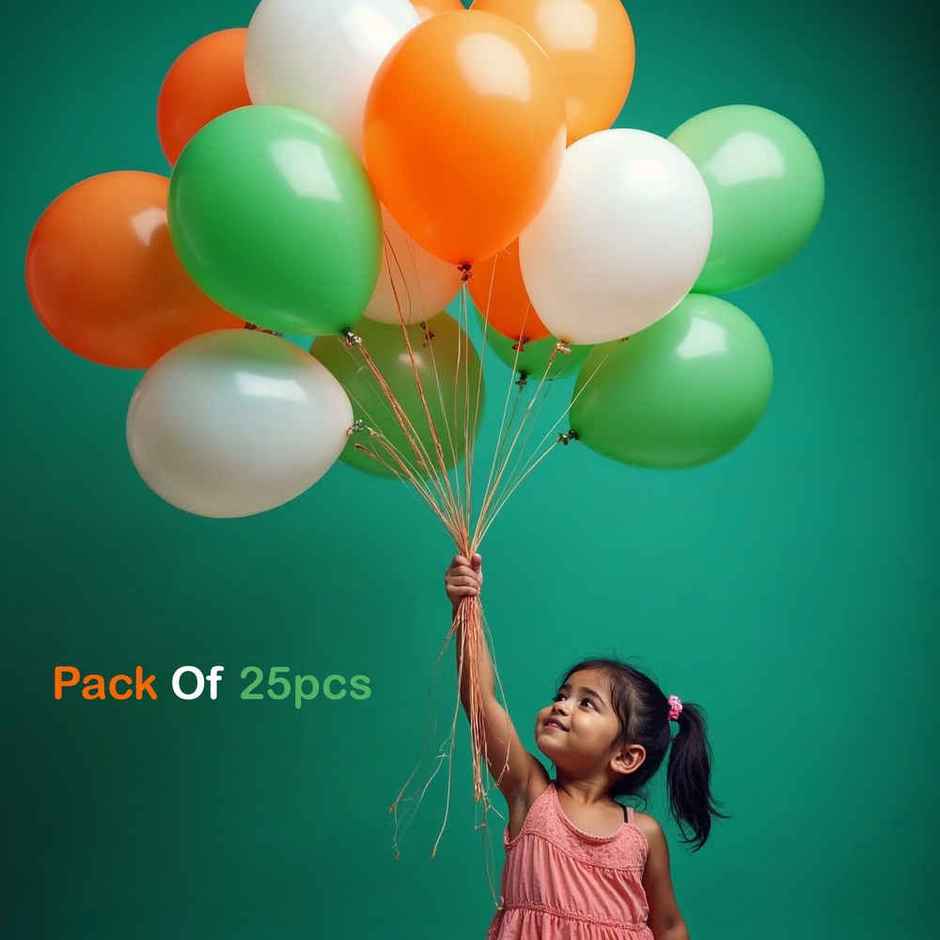 Tricolour Balloon Decoration Set | Independence Day Party Decor | Pack of 25 | Propcon