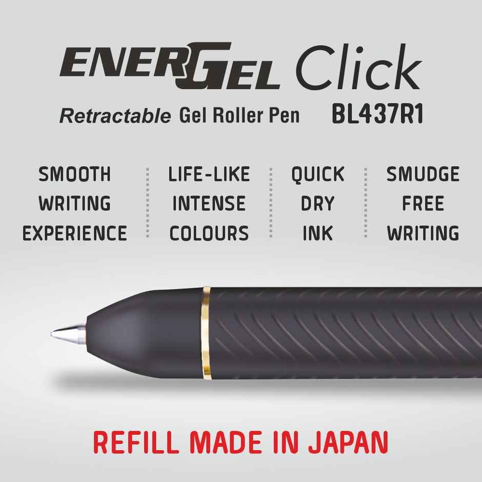 Pentel BL437R1 Energel Click Single Black Body Black Ink