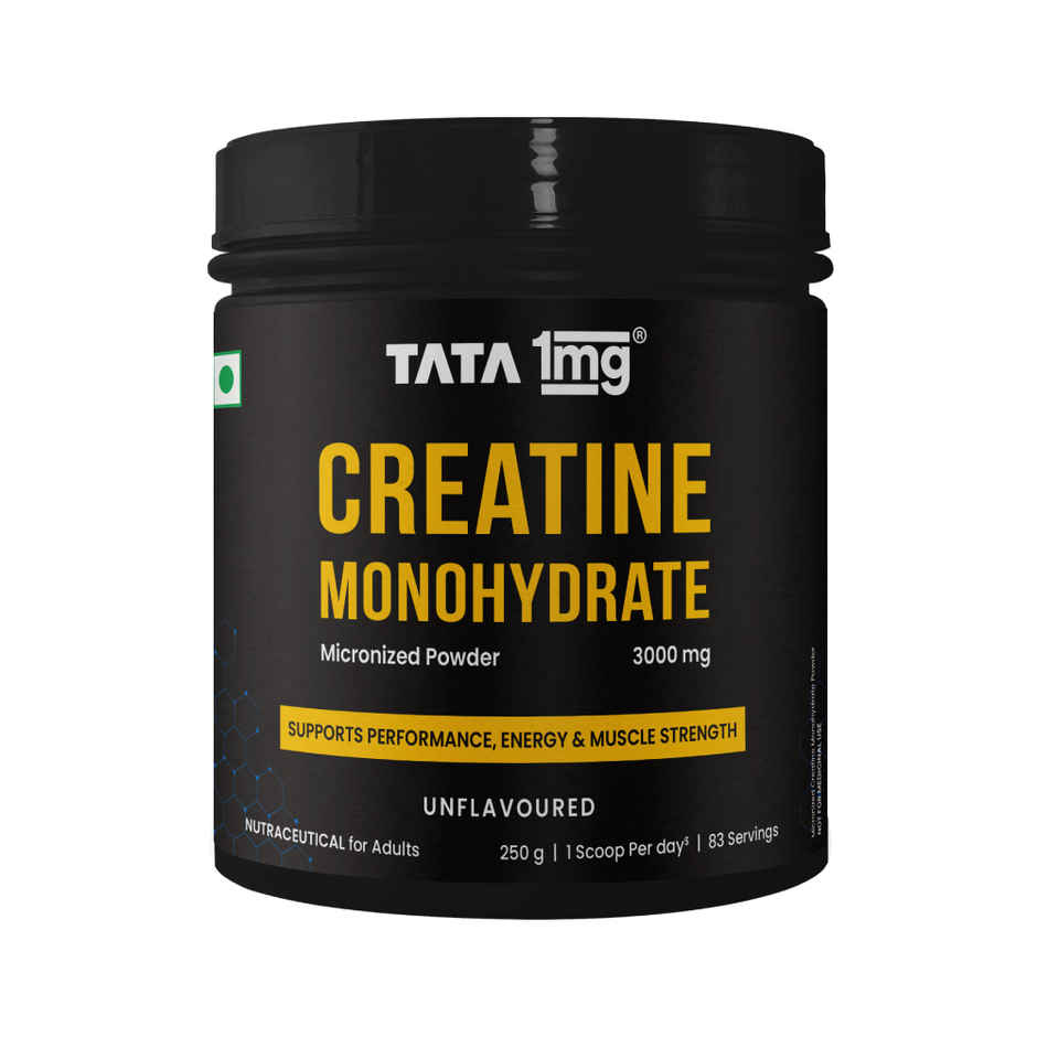 Tata 1mg Creatine Monohydrate Powder, Micronized, Unflavored (83 Servings) | Boosts Strength