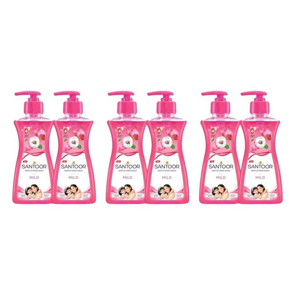 Santoor Mild Gentle Anti-Bacterial Hand Wash With Natural Goodness of Lotus and Tulsi Combo 