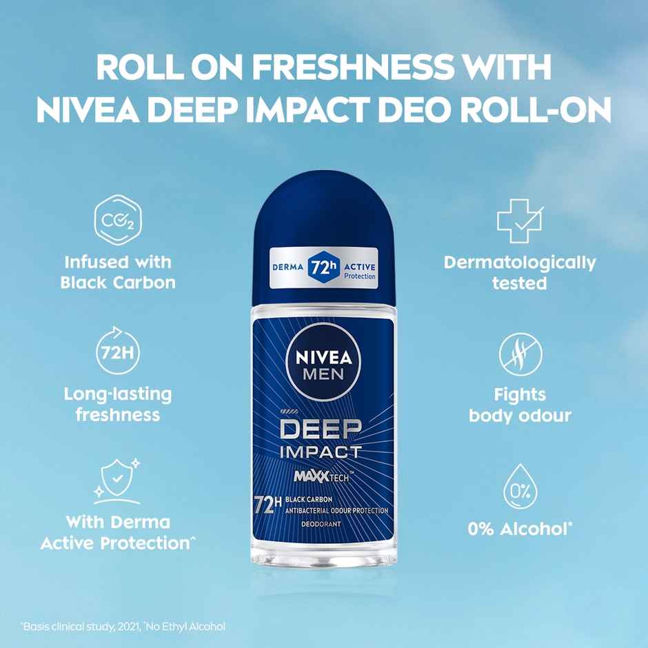 NIVEA MEN Deep Impact MaxxTech 72h Deodorant Roll-on - For MEN