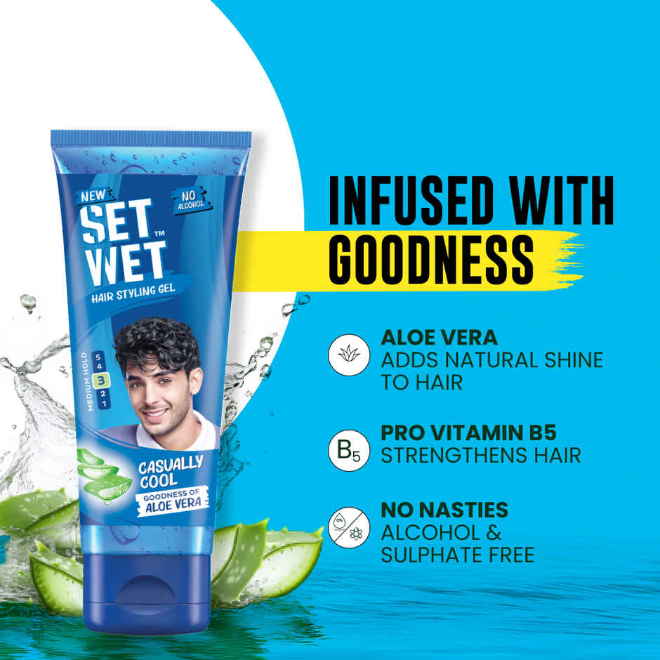 Set Wet Hair Gel for Men Cool Hold Medium Hold Tube