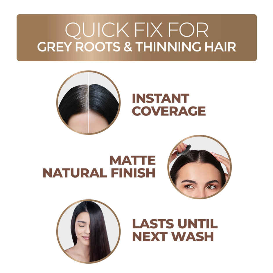 Streax Root Touch Up Powder, Black, Covers Grey Hair & Bald Patches Instantly