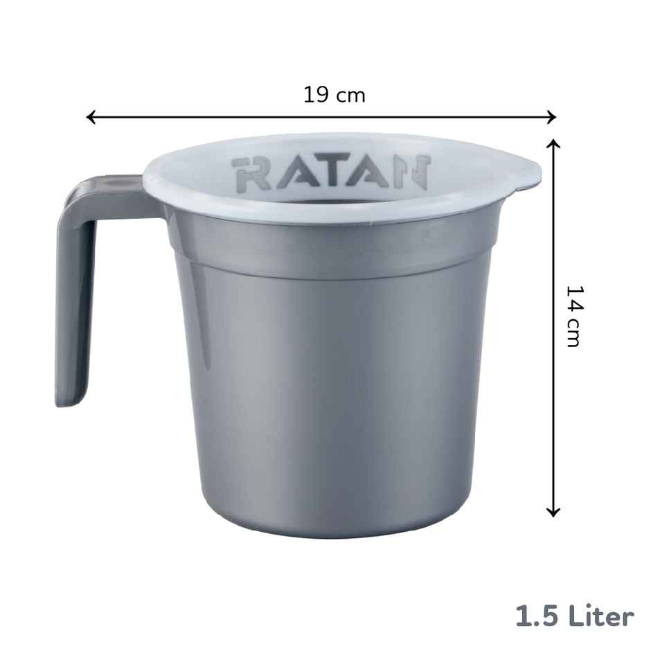 Ratan Plasticware Gloria Bath Mug | 1.5 L | Nir Silver | Pack Of 1