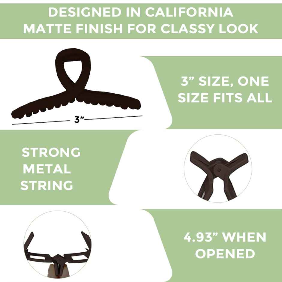 Prolume T-Shape Claw Clips Hair Accessories For Women/Girl (Black,Brown)