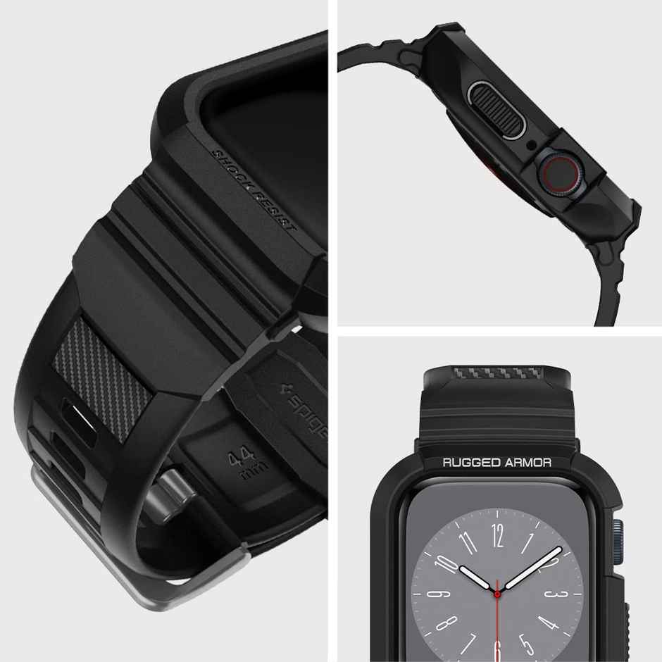 Spigen Apple Watch 9/8/7 (45mm) / SE (2nd/1st Gen)/6/5/4 (44mm) Case Rugged Armor Pro Black
