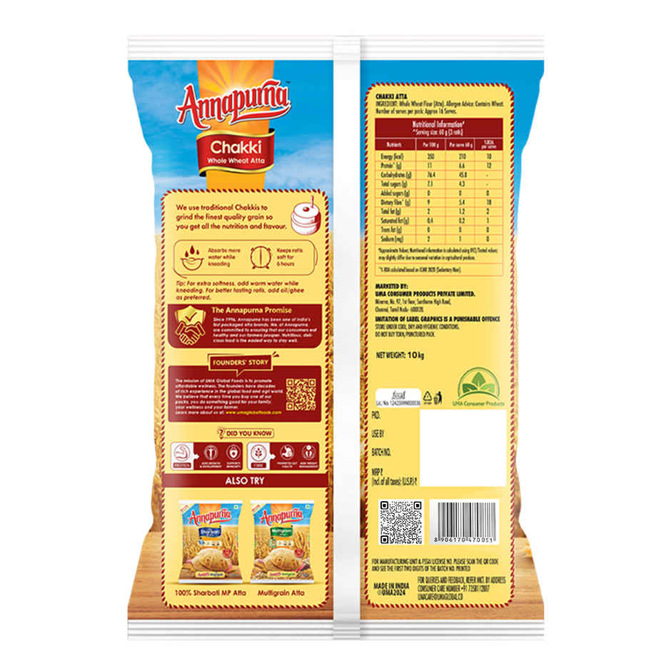 Annapurna Chakki Whole Wheat Atta | No Maida | 10 Kg 