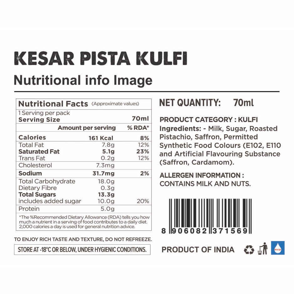 Grameen Tricolour Kulfi Sticks Pack of 3 - Kesar Pista, Desi Malai, Calcutta Paan Combo