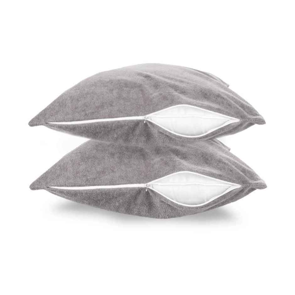Wakefit 28x18 inch Long Pillow Protector | Terry Cotton | 2 pcs | Grey | Zipper