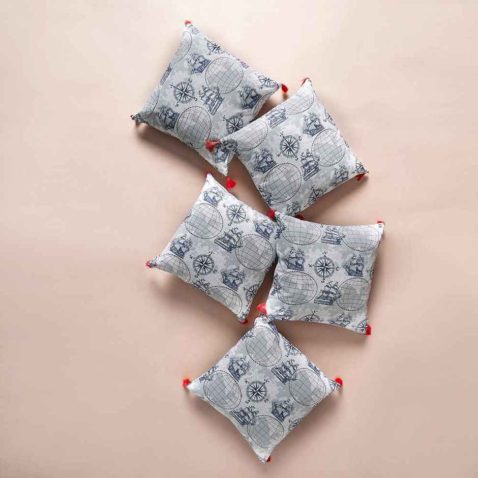 Wakefit Cushion Cover Nautical Set of 5 | 16x16 Inch
