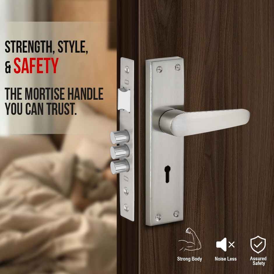 Link Ky 8 Inch Plate Handle Door Lock | Mortise Lock | Finish - Stainless Steel | Vexis