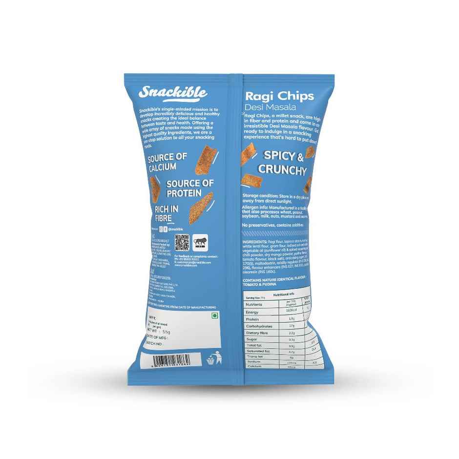 Snackible Desi Masala Ragi Chips - High Fibre