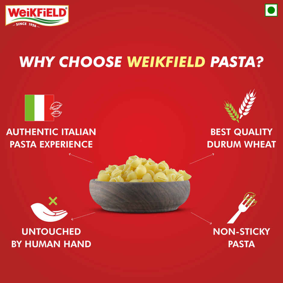 Weikfield Shell Pasta|Durum Wheat Semolina Healthy Pasta| Rich in Protein & Fibre