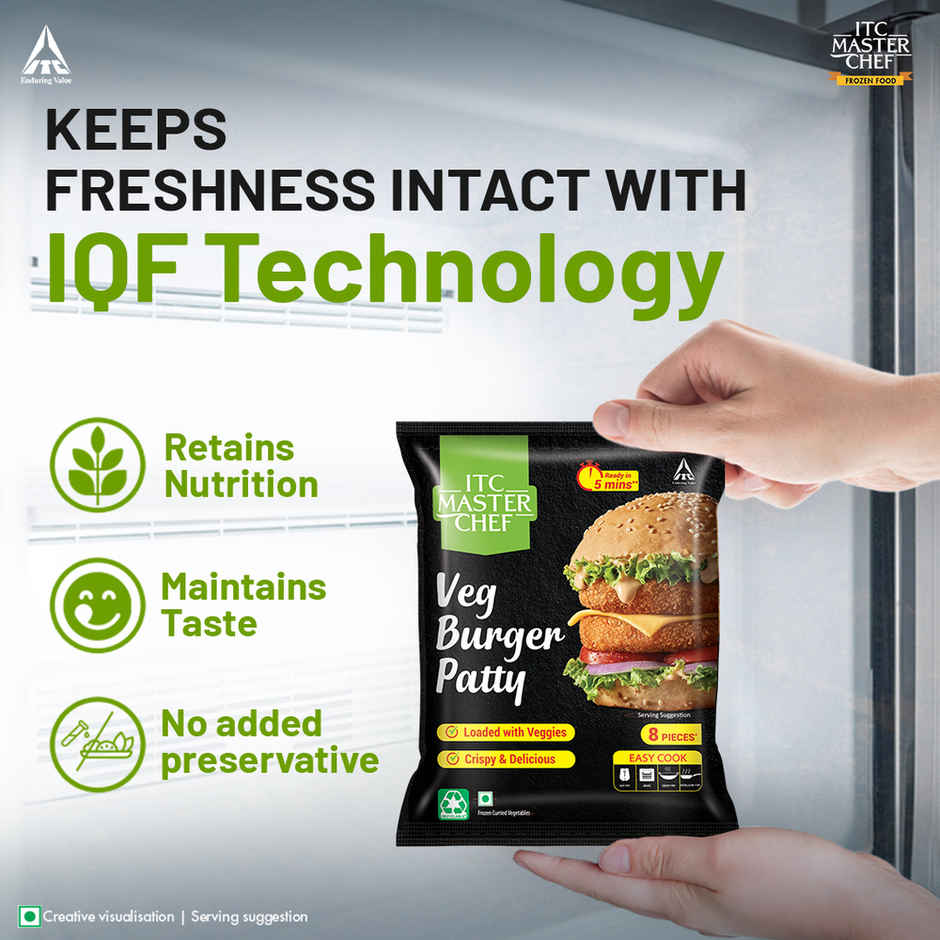 ITC Master Chef Veg Burger Patty | Loaded with Veggies | Crispy & Delicious | 8 pieces