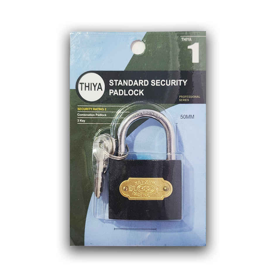 Chrome 50Mm Pad Lock Black