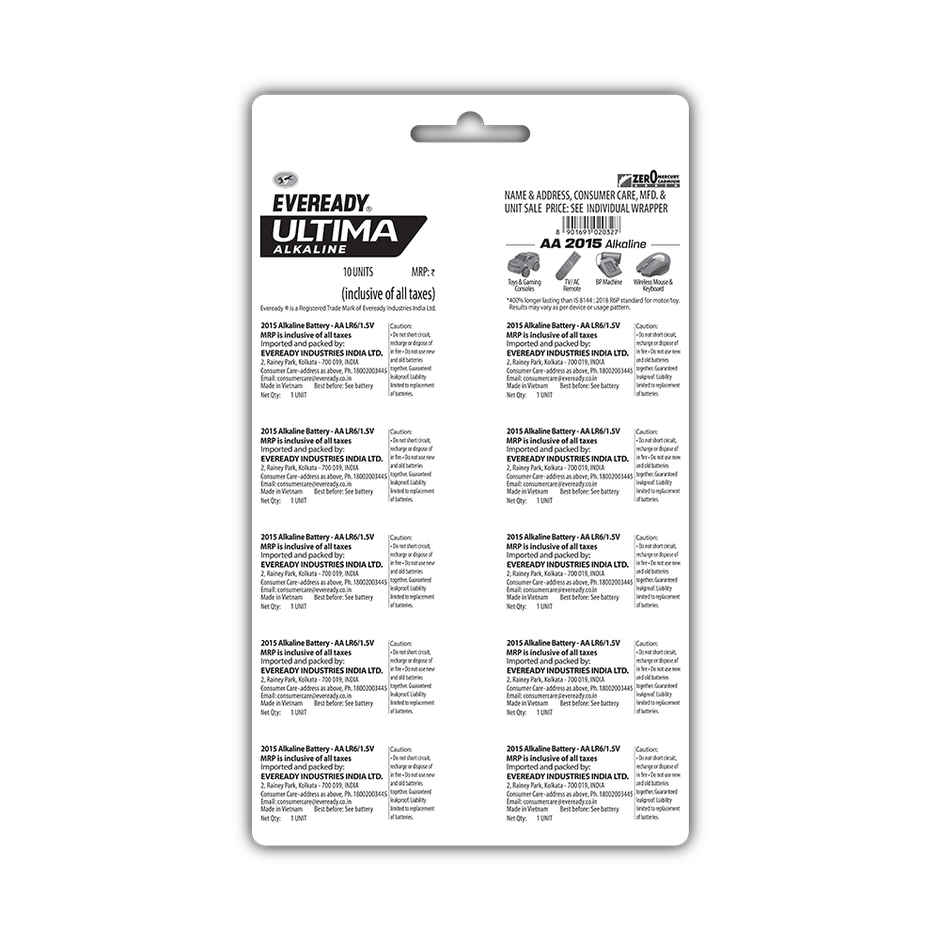 Eveready Ultima Alkaline AA Battery | 400% Longer Lasting