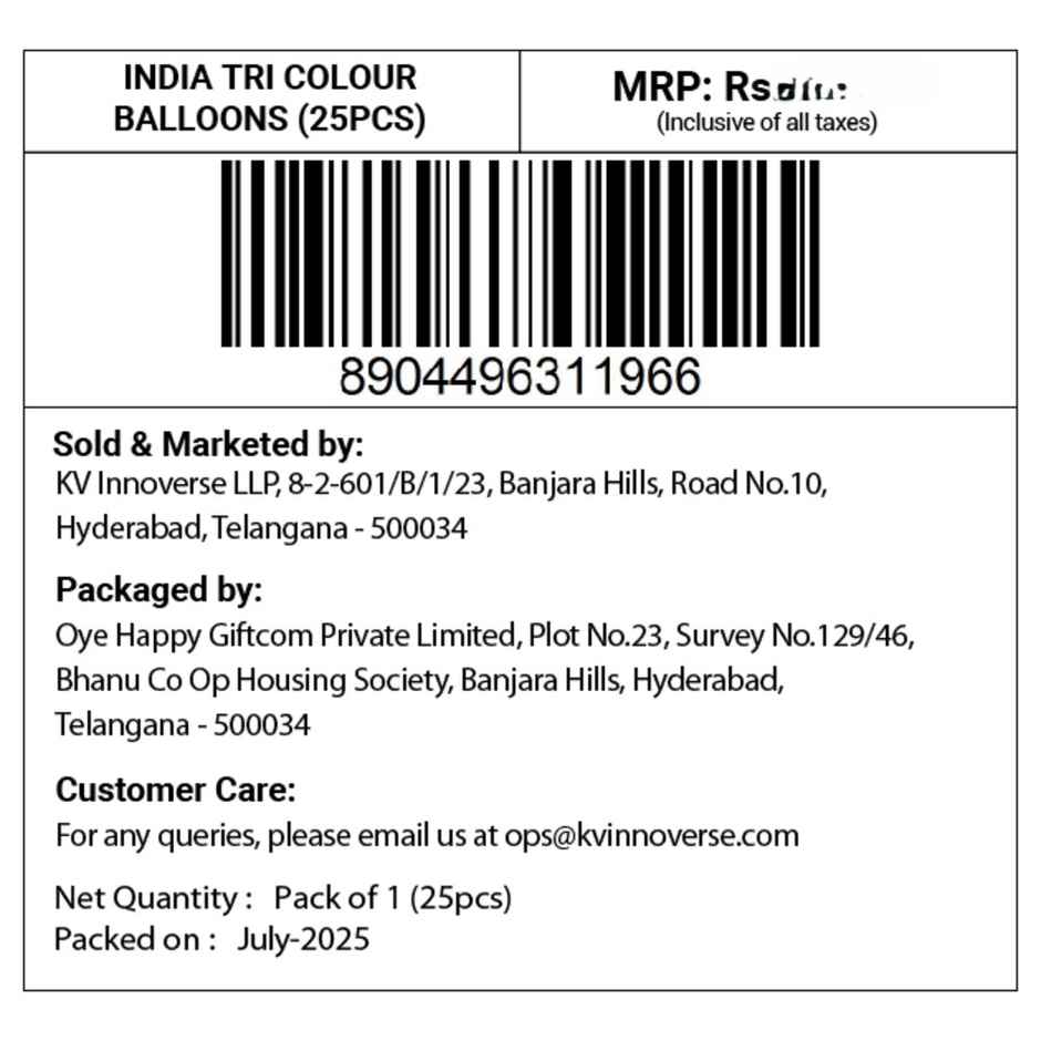 Tricolor Balloon Decoration Set | Pack of 25 | Propcon