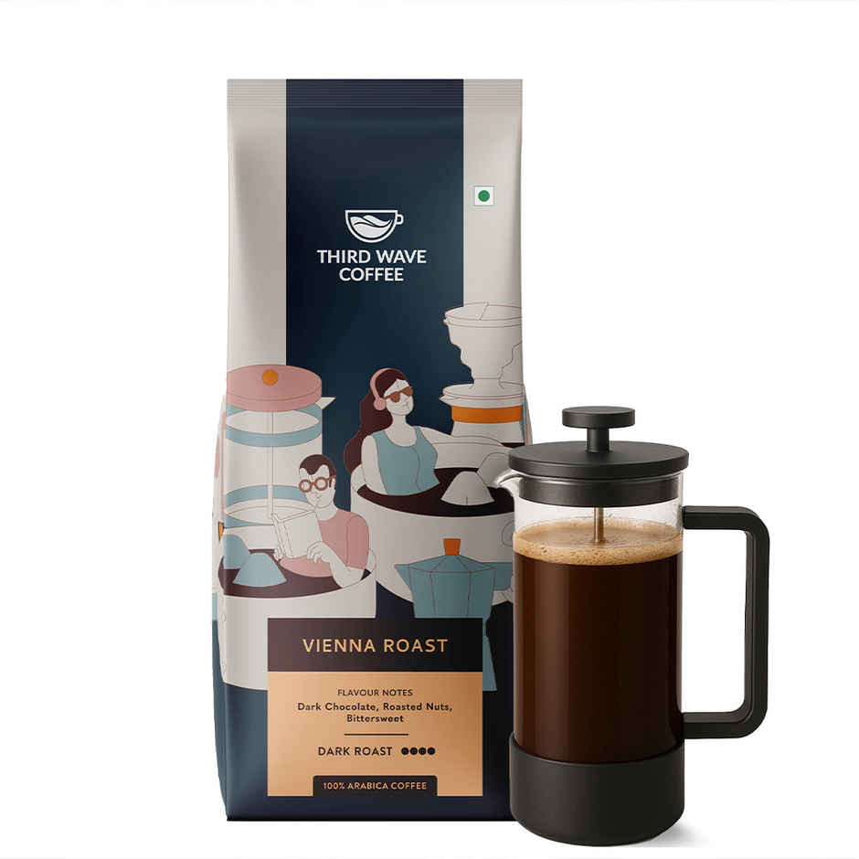 Third Wave Coffee Vienna French Press Medium Dark Roasted Ground Coffee