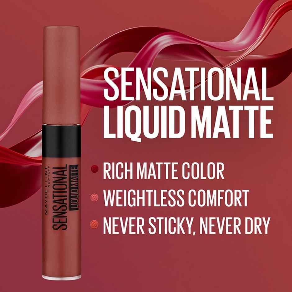 Maybelline Sensational Liquid Matte Lipstick,13 Upbeat Crimson-Delivering Intense Matte Color Effect