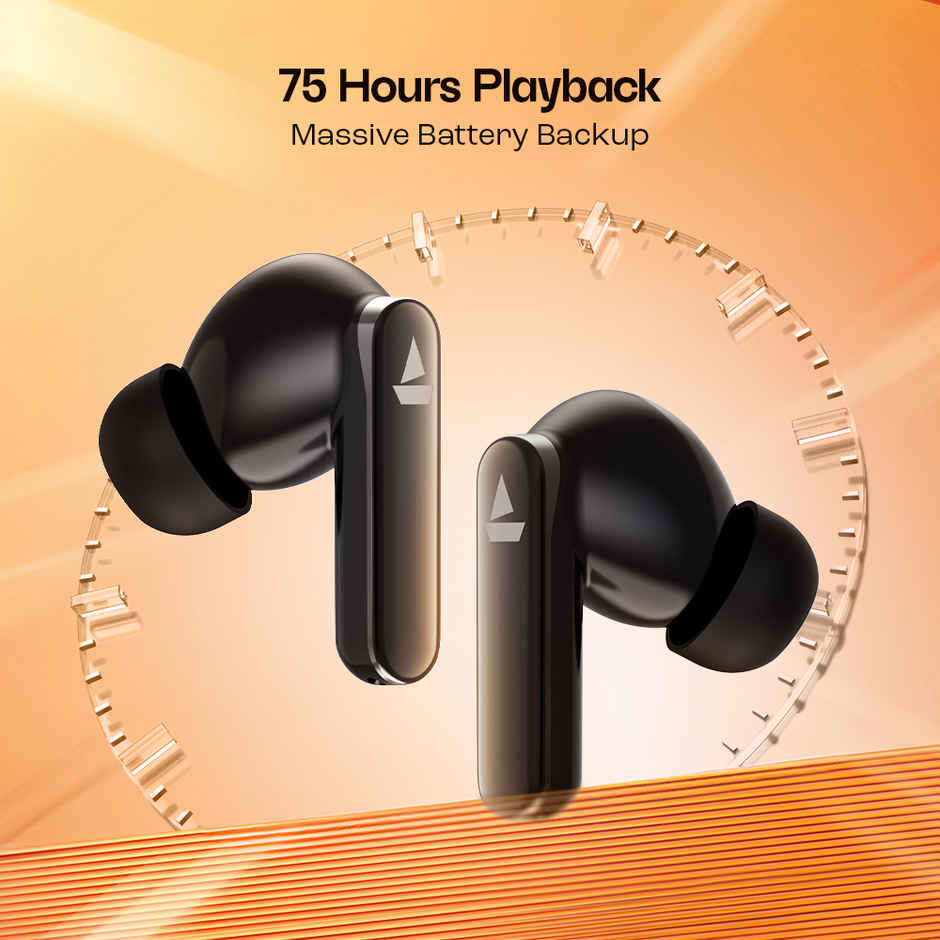 boAt Airdopes 301 in Ear TWS Earbuds, 75hrs Playtime, Quad Mics with ENx, ASAP Charge, IWP Tech, Beast Mode (50ms Low Latency), 10mm Drivers, Bluetooth v5.3 & IPX5 Resistance - Midnight Shadow