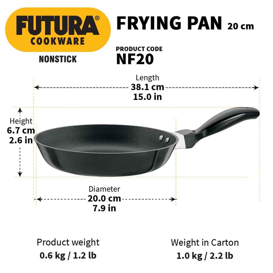 Hawkins Futura 20 Cm Frying Pan Non Stick Fry Pan Small Pan - Black