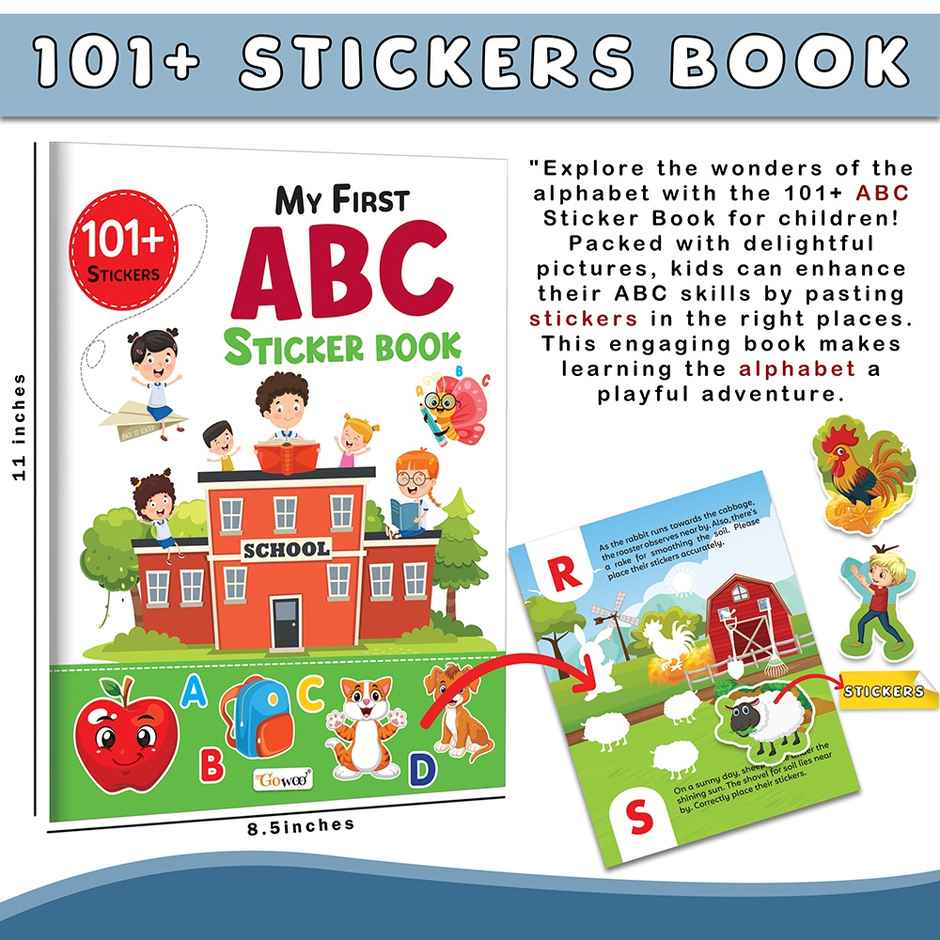 My First Abc Sticker Book-alphabet Learning for Kids, Sticker Fun Learning, 101+ Stickers Ages 3-12