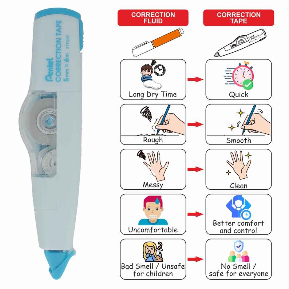 Pentel Correction Tape Single Blue Body