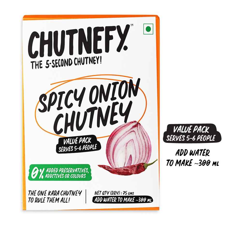 Chutnefy Spicy Onion Chutney - Value Pack | Serves 5-6 People - 0% Additives-Colours-Preservatives