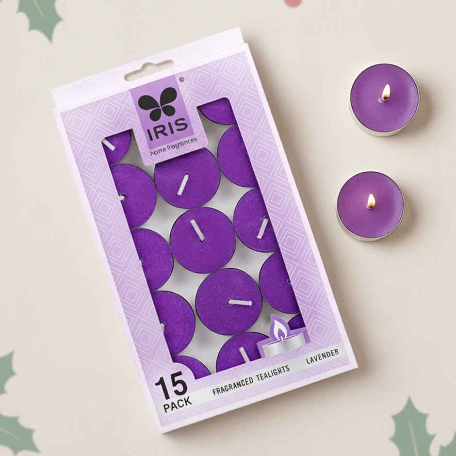 Scented Tealight Candles | Lavender | Pack of 15 | Home Decor | IRIS