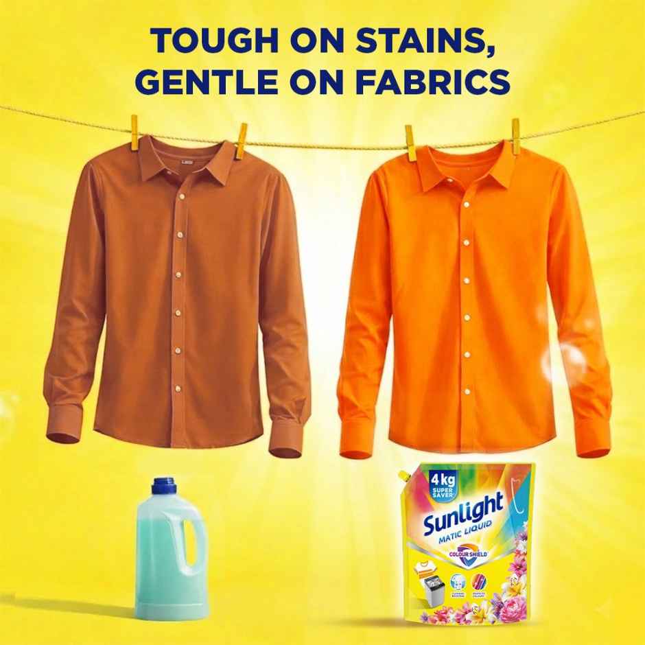 Sunlight Matic Liquid Detergent with Colour Shield | 4KG Super Saver Laundry Detergent