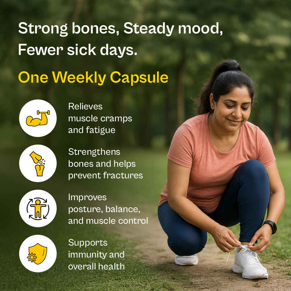 Tata 1mg Vitamin (D3) 60K | Cholecalciferol Supplement for Bone Health, Immunity & Muscle Strength